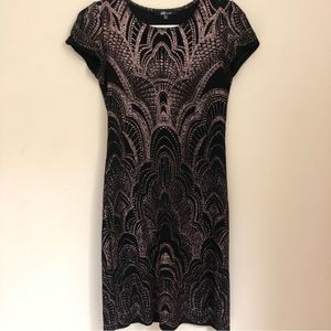 Black Rode Gold Sparkled Bodycon Dress